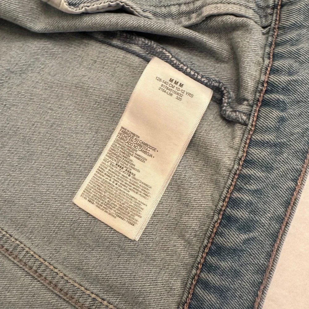 Levis Denim Jacket Girls M 10 to 12 Kids Light Wash Trucker Cropped Button Front